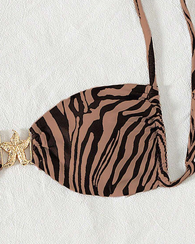 Zebra Print Sexy Lace-Up Bikini