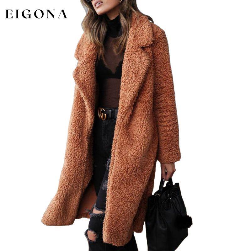 Women's loose long sleeve lapel plush Coat jacket Orange clothes Coat Jackets & Coats