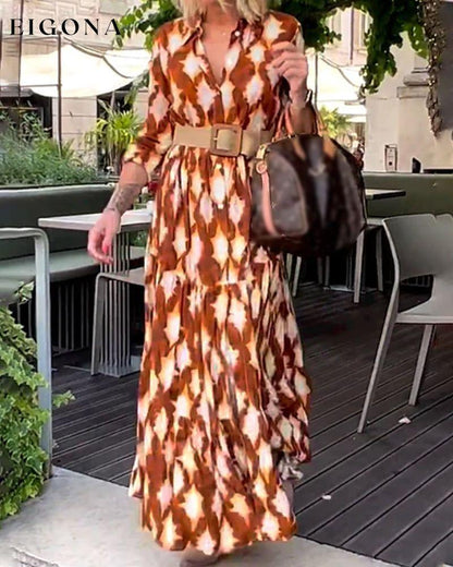 Geometric Print Maxi Dress 2023 F/W 23BF Casual Dresses Clothes Dresses Spring Summer