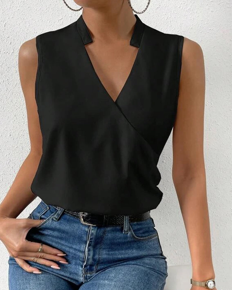 Plain v-neck sleeveless top