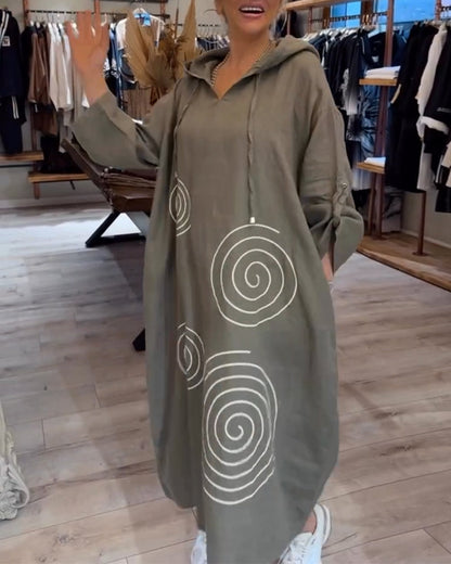 Hooded Long Sleeve Loose Dress