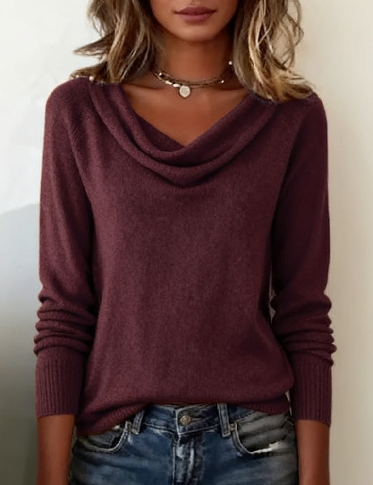 Fashionable Long-Sleeved Pile Collar Pullover