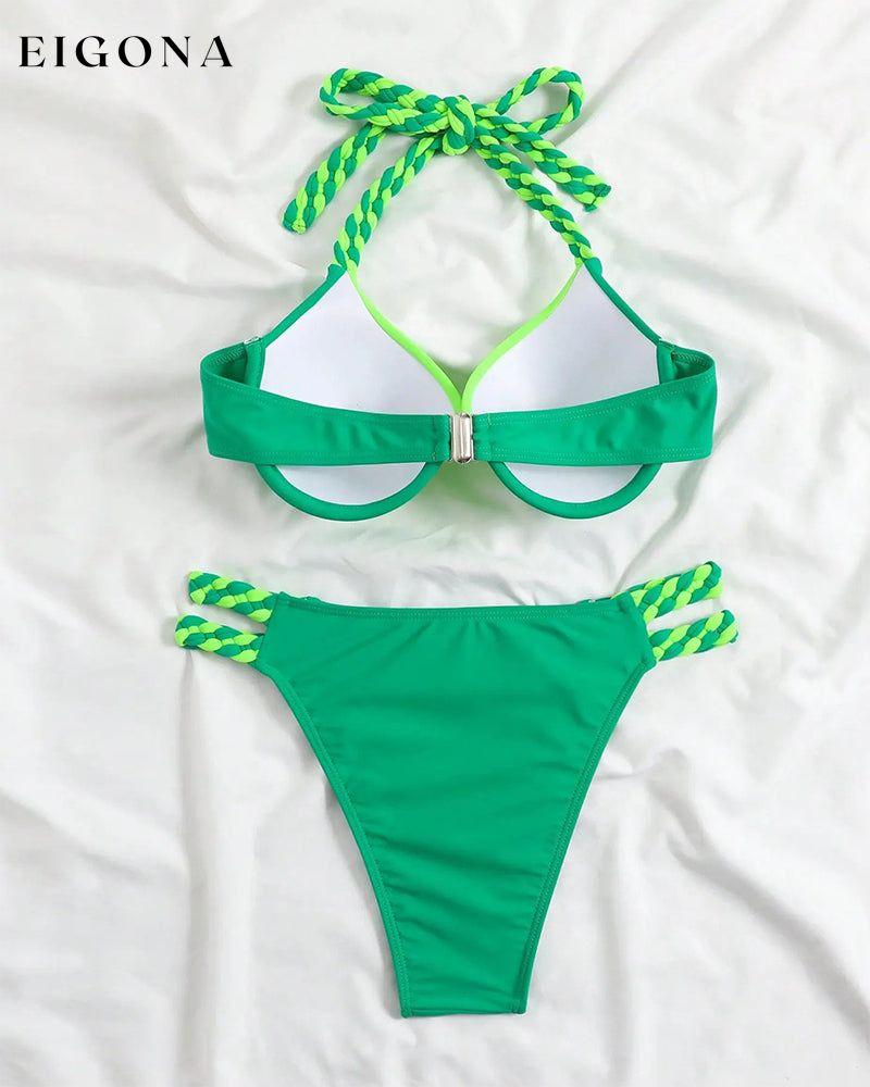 Colorblock halterneck bikini set bikinis discount summer