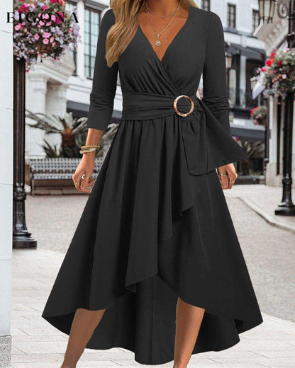 Solid Color Asymmetric hem dress 23BF Casual Dresses Clothes Dresses Spring Summer