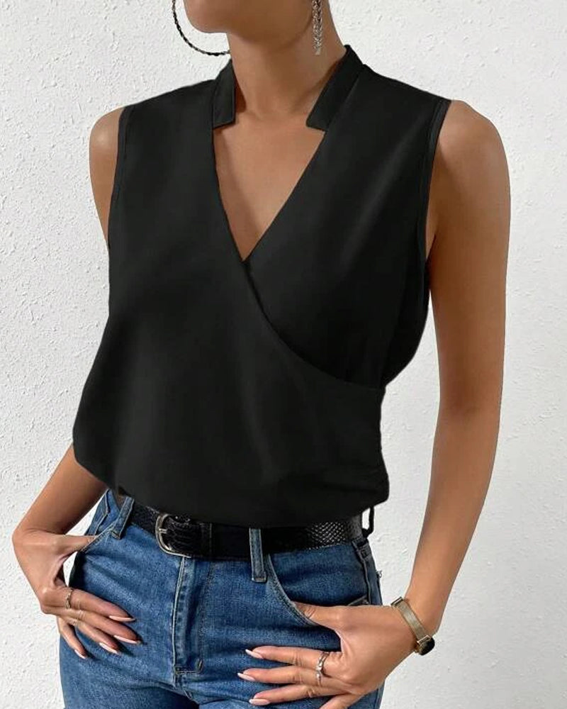 Plain v-neck sleeveless top