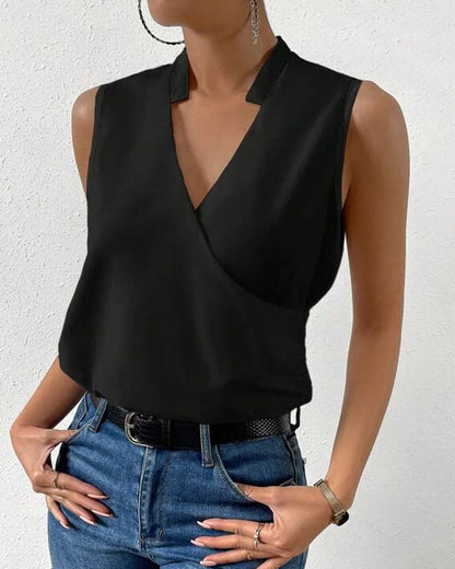 Plain v-neck sleeveless top
