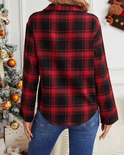 Plaid button down casual shirt 2023 f/w 202466 23BF blouses & shirts christmas spring