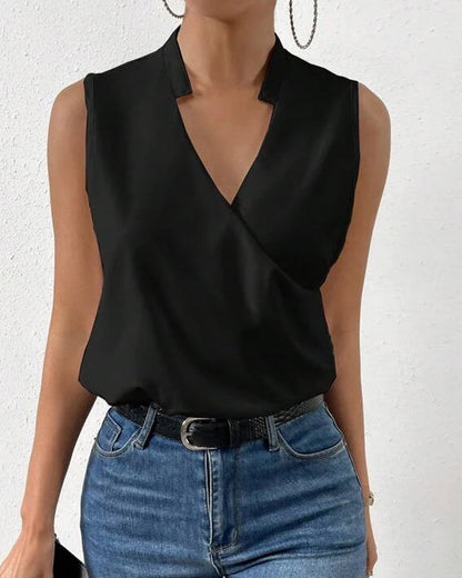 Plain v-neck sleeveless top