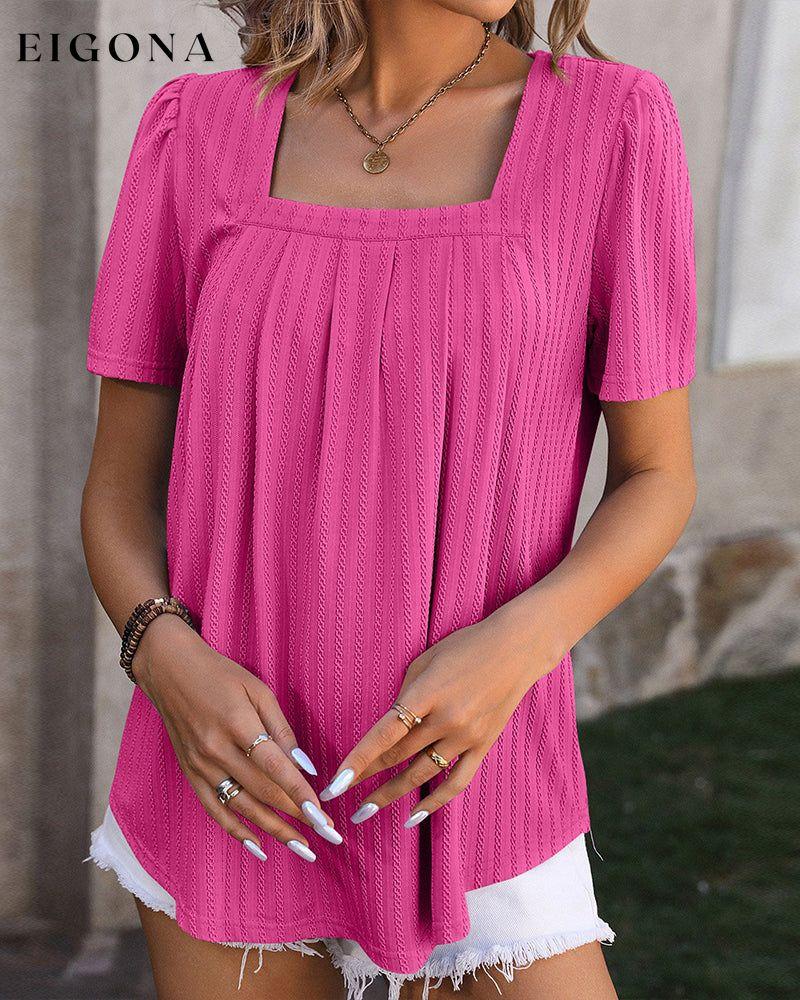 Solid color square collar loose casual blouse blouses & shirts summer