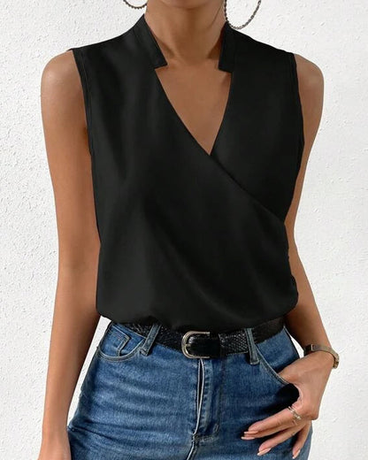 Plain v-neck sleeveless top