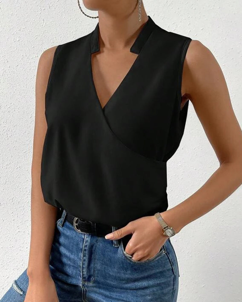 Plain v-neck sleeveless top