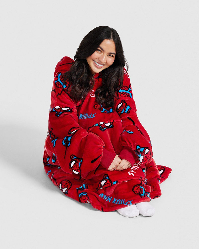 Spider-Man print loose pocket loose blanket hoodie 2024 F/W Blanket Hoodies