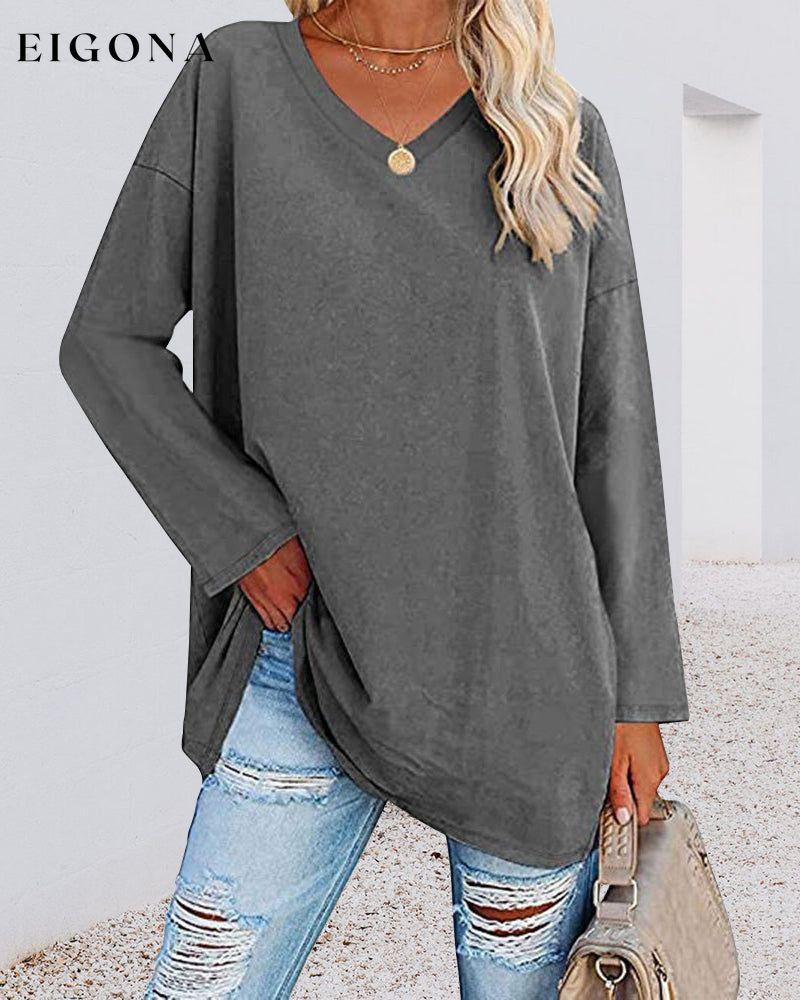 Plain v-neck long-sleeved women's t-shirt 2022 F/W 23BF clothes Short Sleeve Tops Spring T-shirts Tops/Blouses