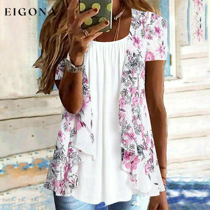 【Double-Layer Design】Double Layer Floral Print Blouse best Best Sellings clothes Plus Size Sale tops Topseller