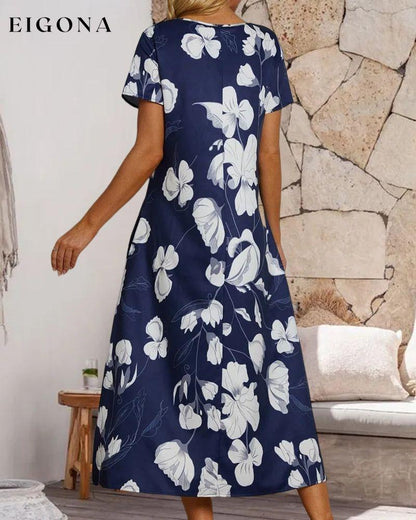 Printed short sleeve fashion dress 23BF Casual Dresses Clothes Dresses Summer