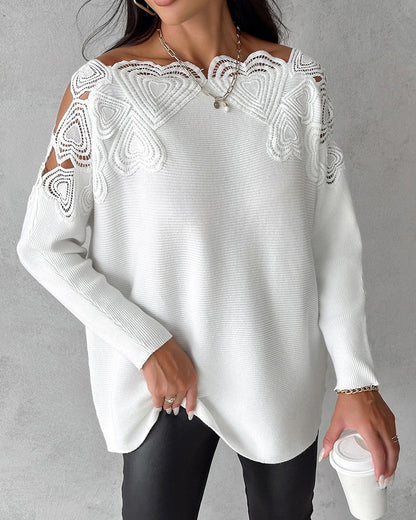 Lace patchwork solid color sweater 2023 f/w 23BF discount pullovers spring