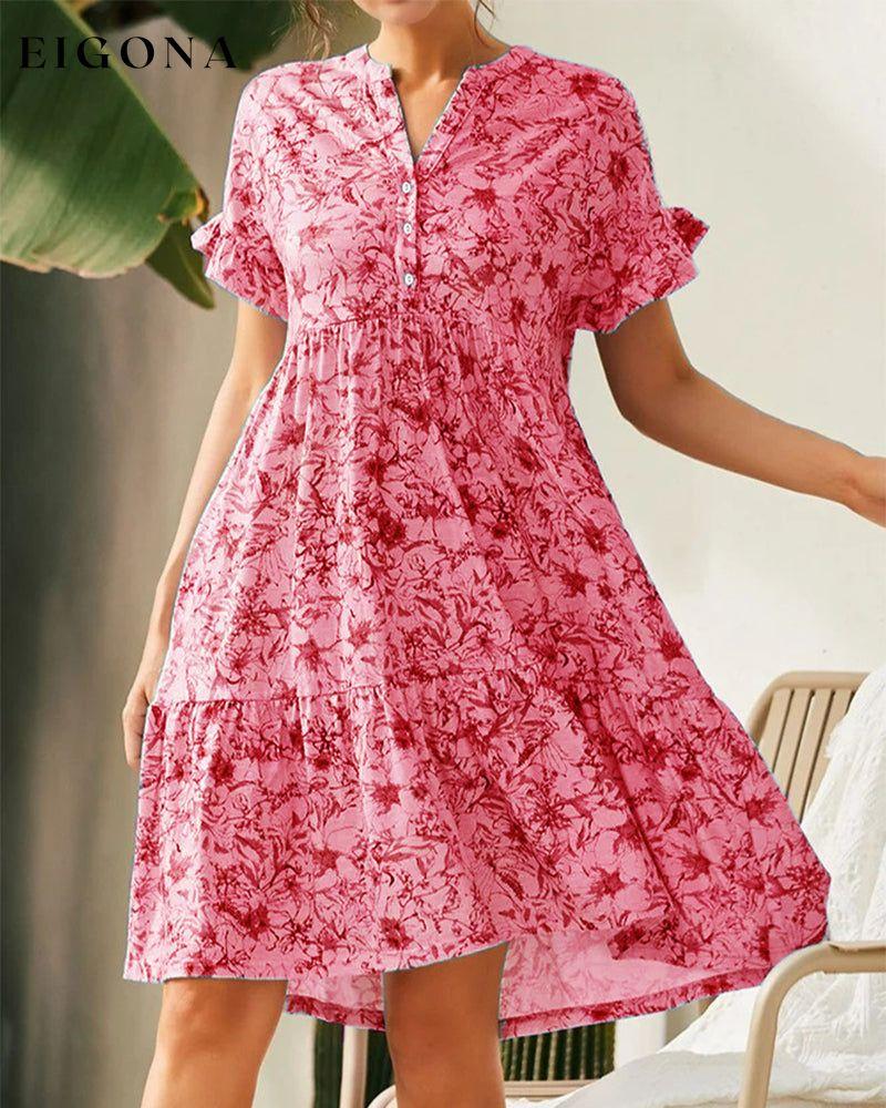 Rose print slim slip dress Red 23BF Casual Dresses Clothes Dresses Spring Summer