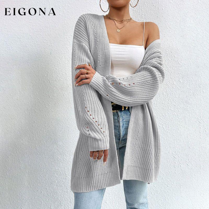 Casual Solid Colour Knitted Cardigan Gray best Best Sellings cardigan cardigans clothes Sale tops Topseller