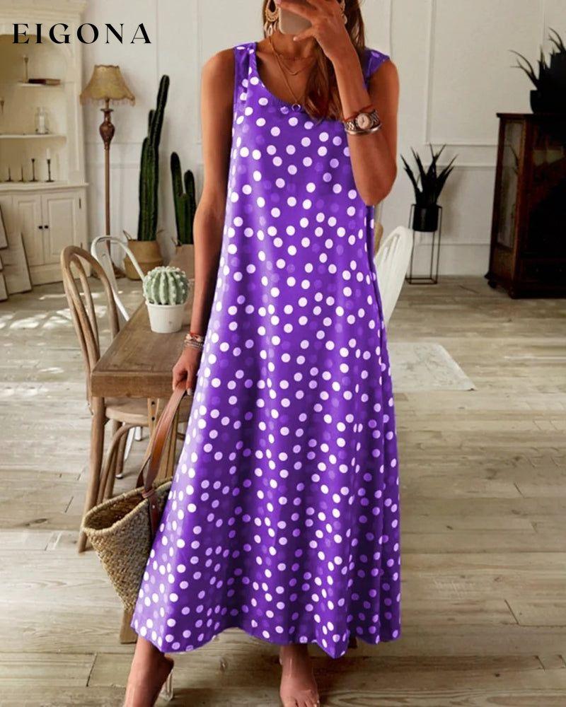 Polka-dot print slip dress Purple 23BF Casual Dresses Clothes Dresses Summer