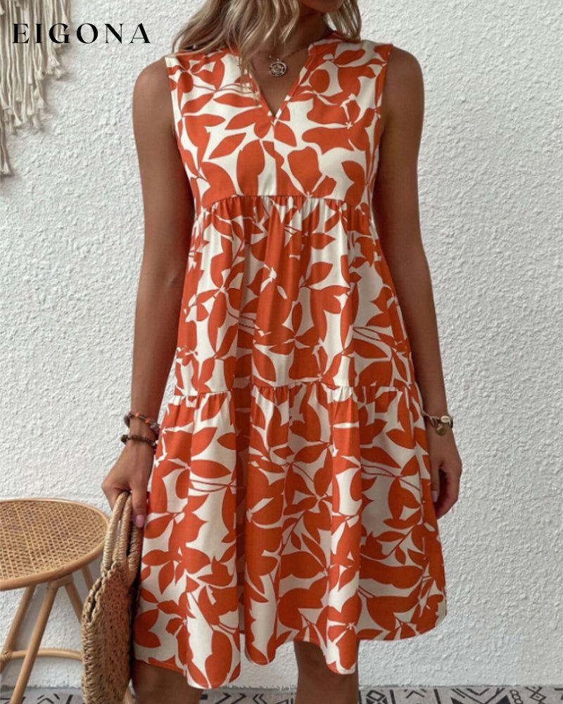 Leaves Print Sleeveless Dress 23BF Casual Dresses Clothes Dresses Spring Summer