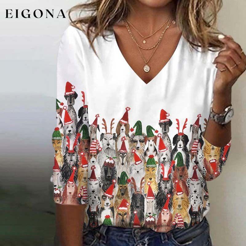 Creative Animal Print Christmas T-Shirt best Best Sellings clothes Plus Size Sale tops Topseller