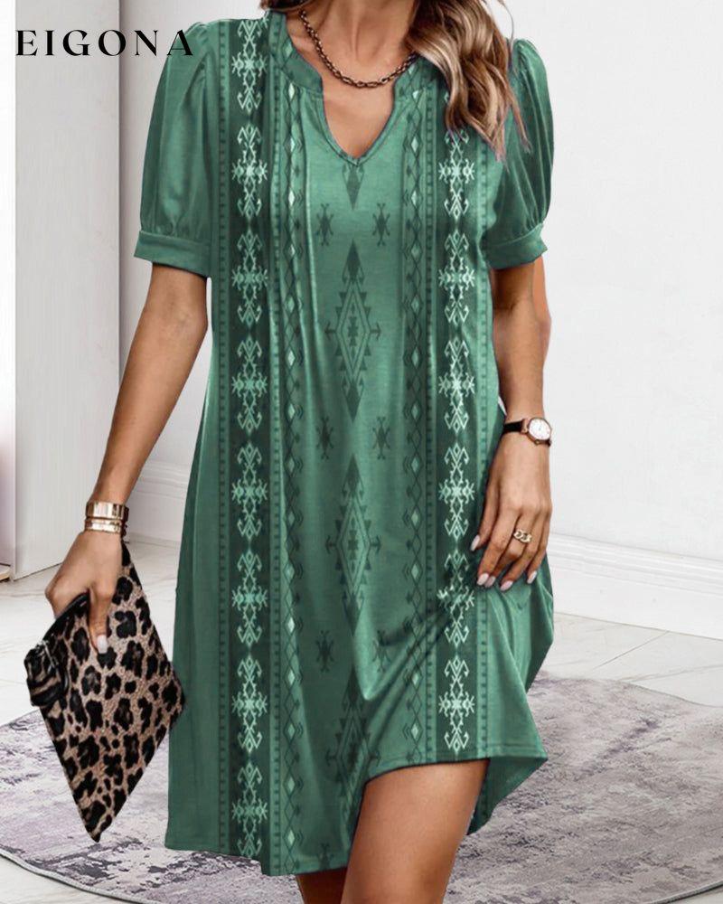 V Neck Vintage Geometric Print Dress Casual Dresses Clothes Dresses SALE Spring Summer