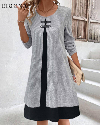 Patchwork rib long sleeve dress 2023 f/w 23BF casual dresses Clothes Dresses