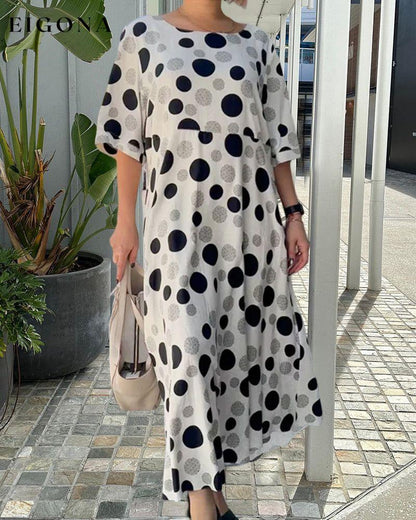 Round Neck Polka Dot Print Dress Casual Dresses Clothes Dresses SALE Spring Summer