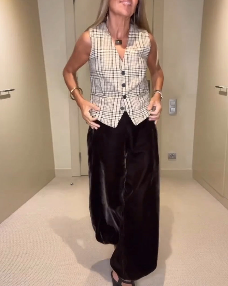 Trendy Velvet Baggy Casual Pants