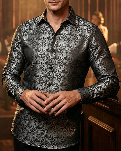 Long Sleeve Lapel Print Shirt