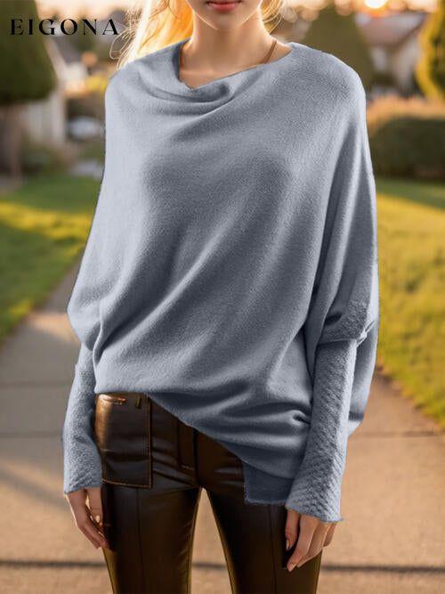 Texture Round Neck Long Sleeve Sweater clothes Ship From Overseas Y.X