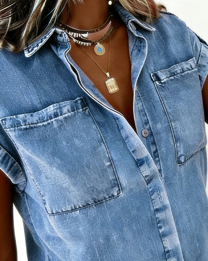 Denim Pocket Lapel Shirt