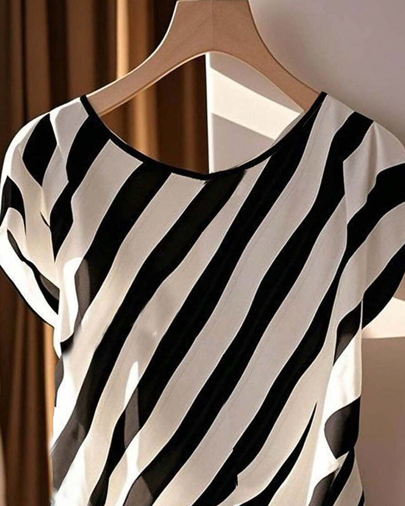 Striped Tie Temperament Blouse