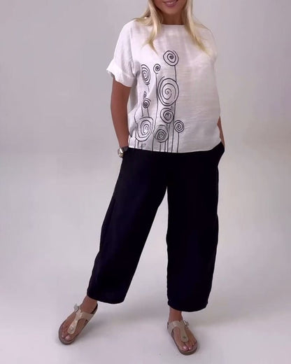 Lässiges Hosenset mit Print und Taschen