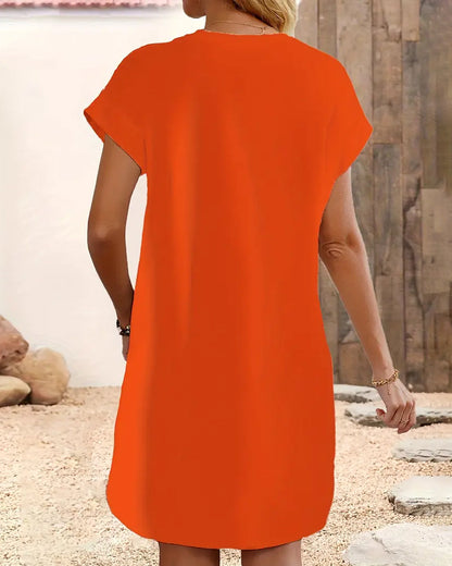 Short-Sleeved Casual Letter Print Dress