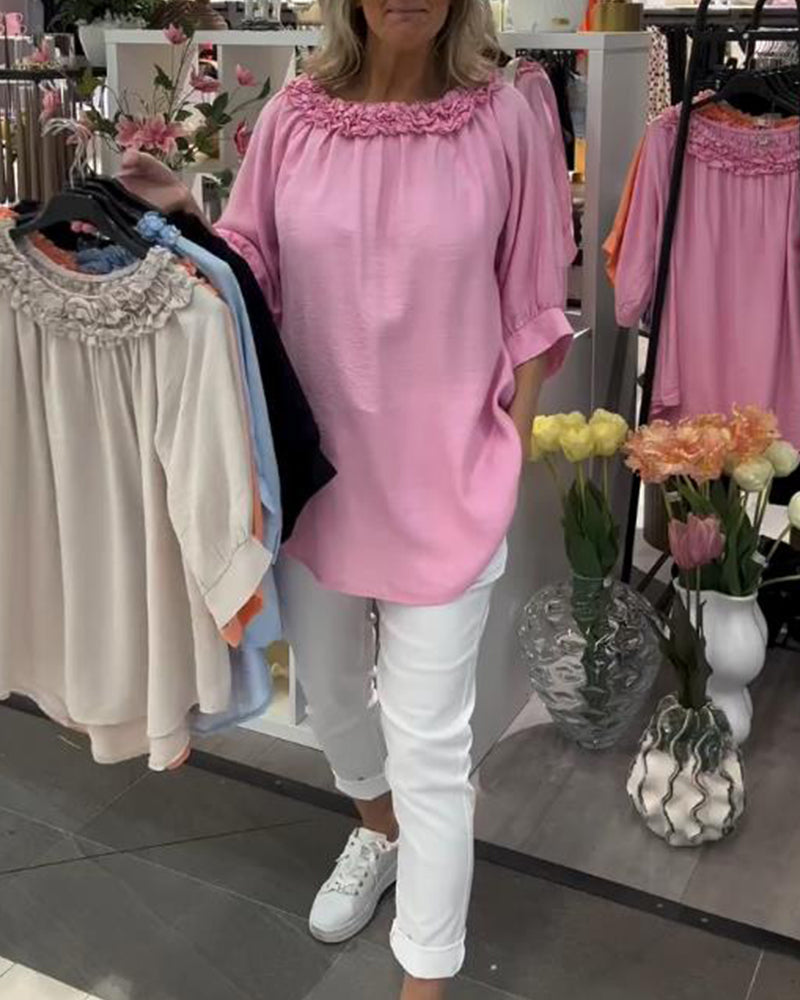 Half-Sleeved Floral Loose Blouse