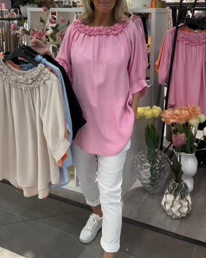 Half-Sleeved Floral Loose Blouse