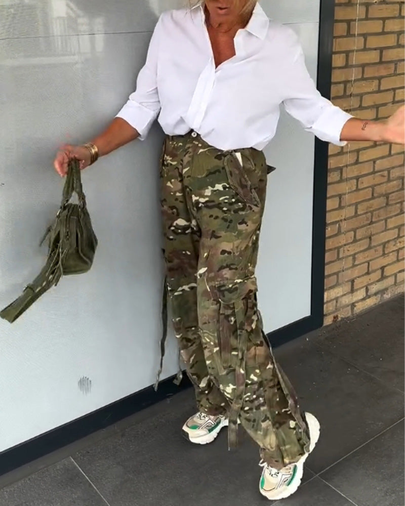 Camouflage overalls with pockets 2024 f/w pants