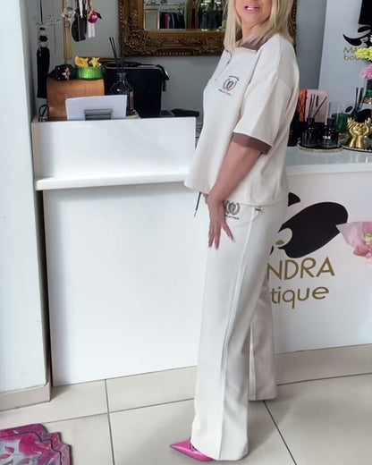 Casual Polo Contrast Color Sports Suit