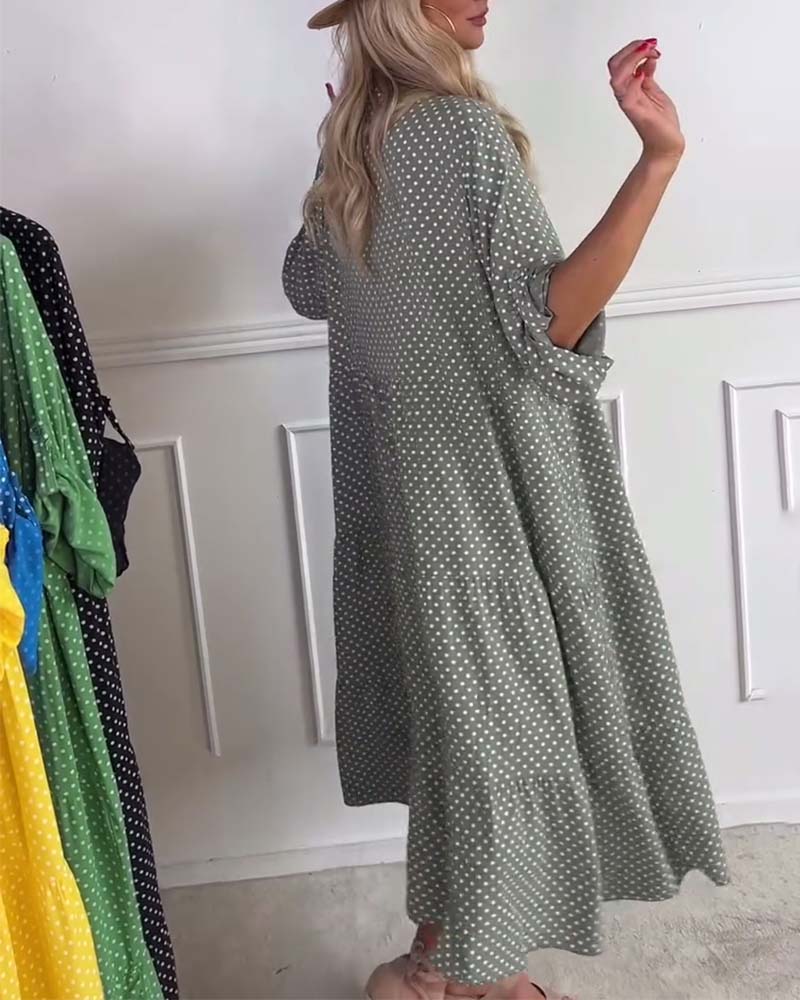 Halbarm-Etuikleid mit Polka Dots