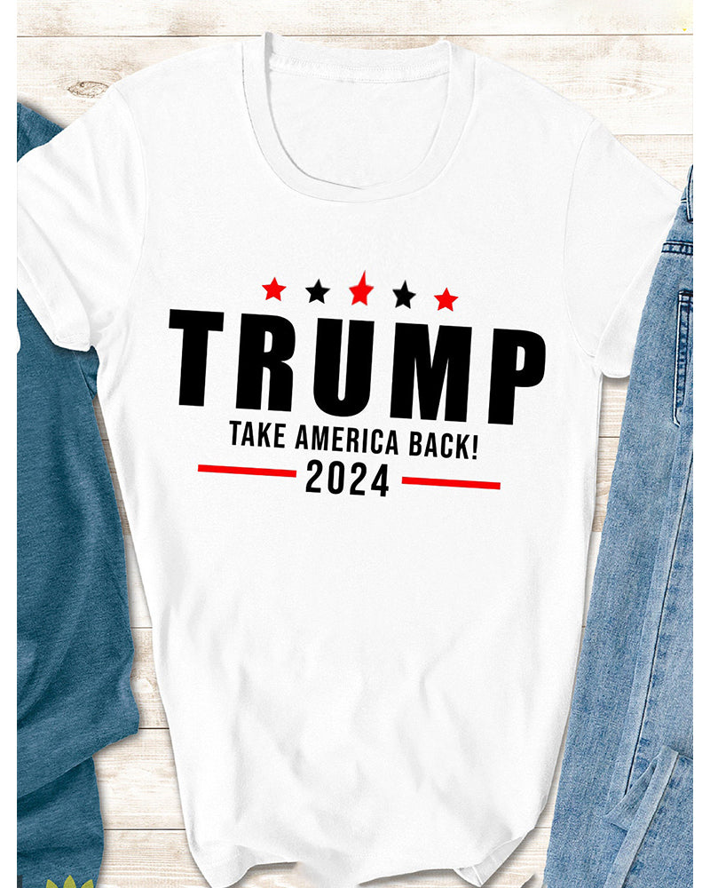 UNISEX，Trump Take America Back T-shirt 2024 f/w faith & slogan spring summer t-shirts