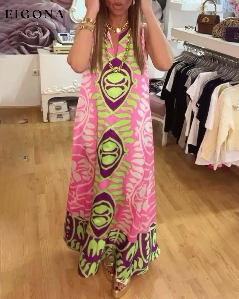 Sleeveless printed pocket maxi dress casual dresses summer