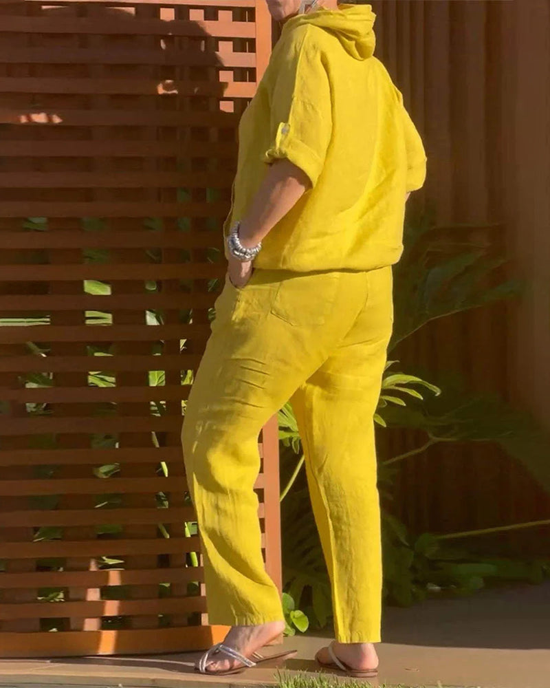 Fashion Casual Solid Color Trousers Suit