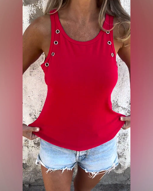 Crew Neck Hollow Tank Top