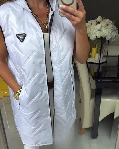 Hooded Padded Long Vest Jacket