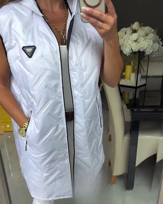 Hooded Padded Long Vest Jacket