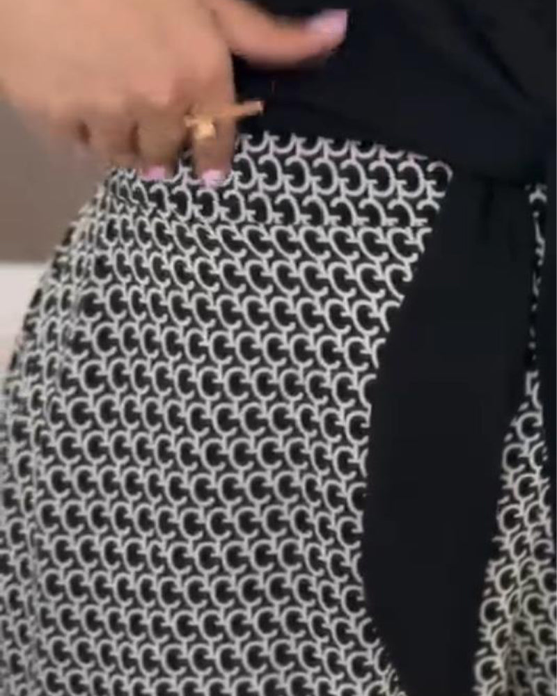 Printed Pocket Casual Cropped Pants