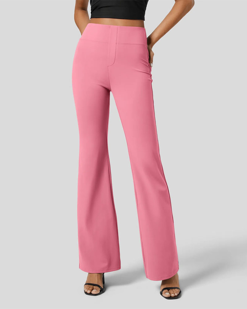 Tight Sports Solid Color Flared Pants