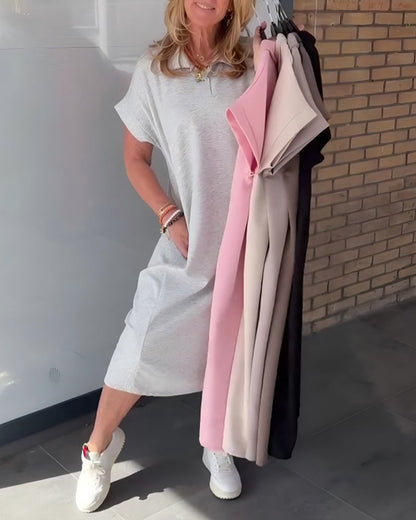 Polo Collar Casual T-Shirt Dress
