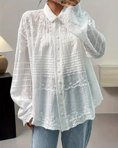 French Lapel Lace Shirt